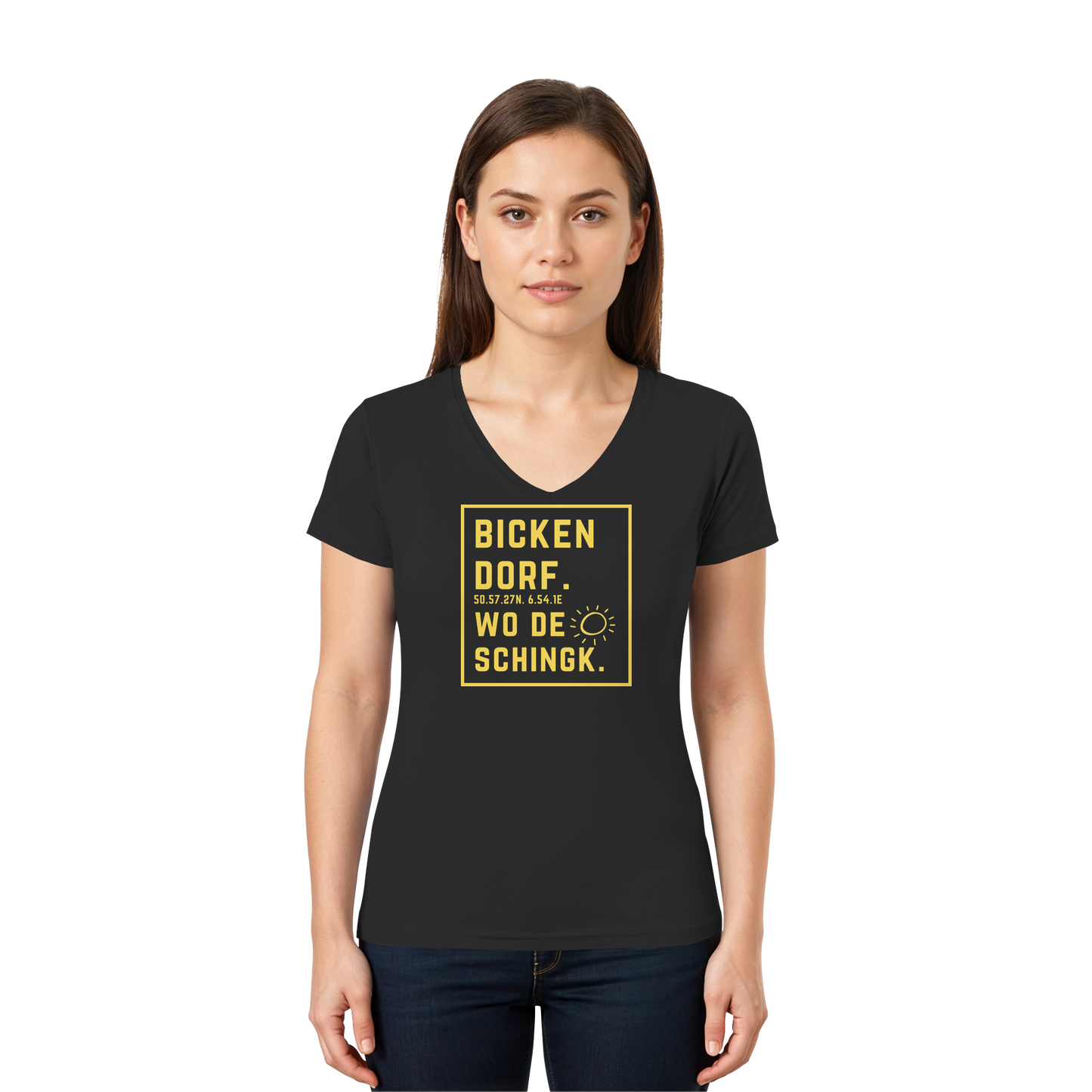 Wo de Sonn schingk - Bickendorf Druck - Ladies V-Neck Shirt