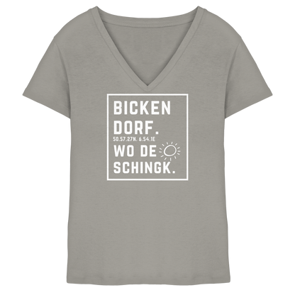 Wo de Sonn schingk - Bickendorf Druck - Ladies V-Neck Shirt