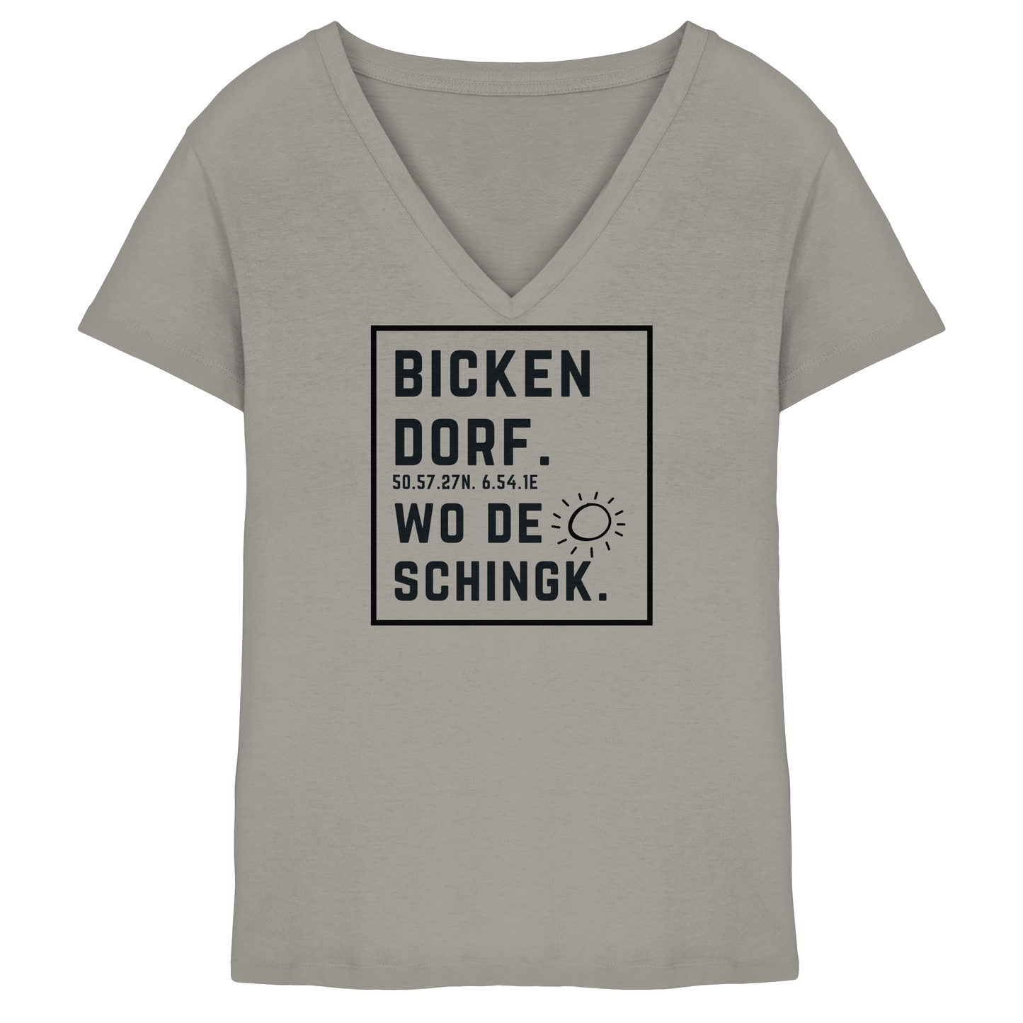 Wo de Sonn schingk - Bickendorf Druck  - Ladies V-Neck Shirt