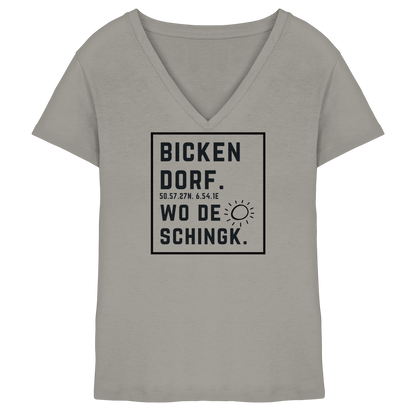 Wo de Sonn schingk - Bickendorf Druck  - Ladies V-Neck Shirt