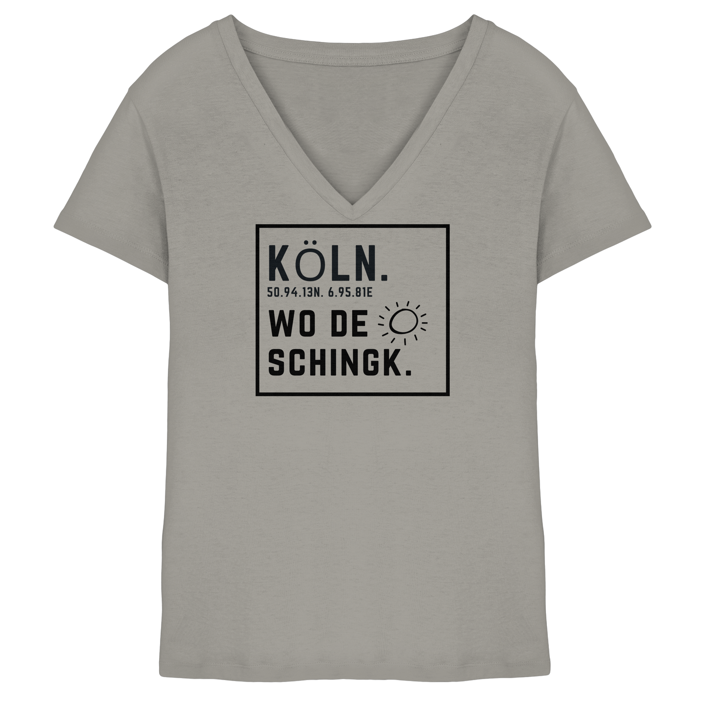 Wo de Sonn schingk - Köln Druck   - Ladies V-Neck Shirt