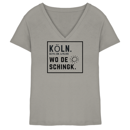 Wo de Sonn schingk - Köln Druck   - Ladies V-Neck Shirt