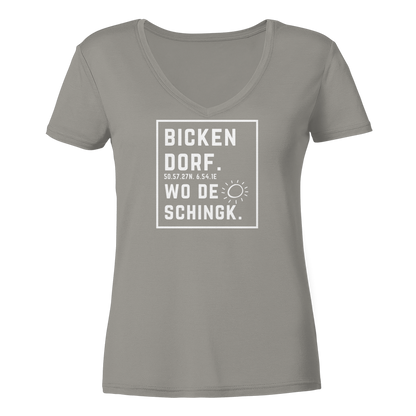 Wo de Sonn schingk - Bickendorf Druck - Ladies V-Neck Shirt