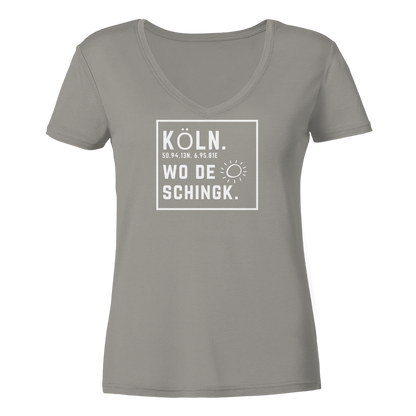 Wo de Sonn schingk - Köln Druck - Ladies V-Neck Shirt