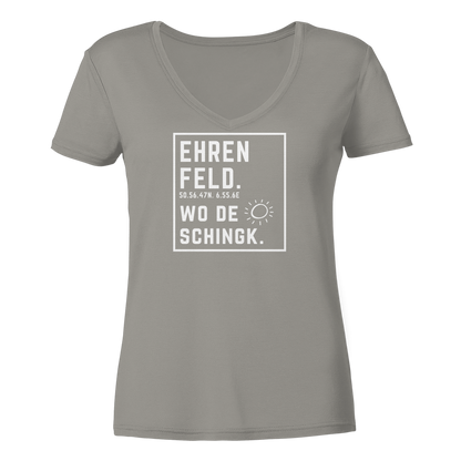 Wo de Sonn schingk - Ehrenfeld Druck - Ladies V-Neck Shirt