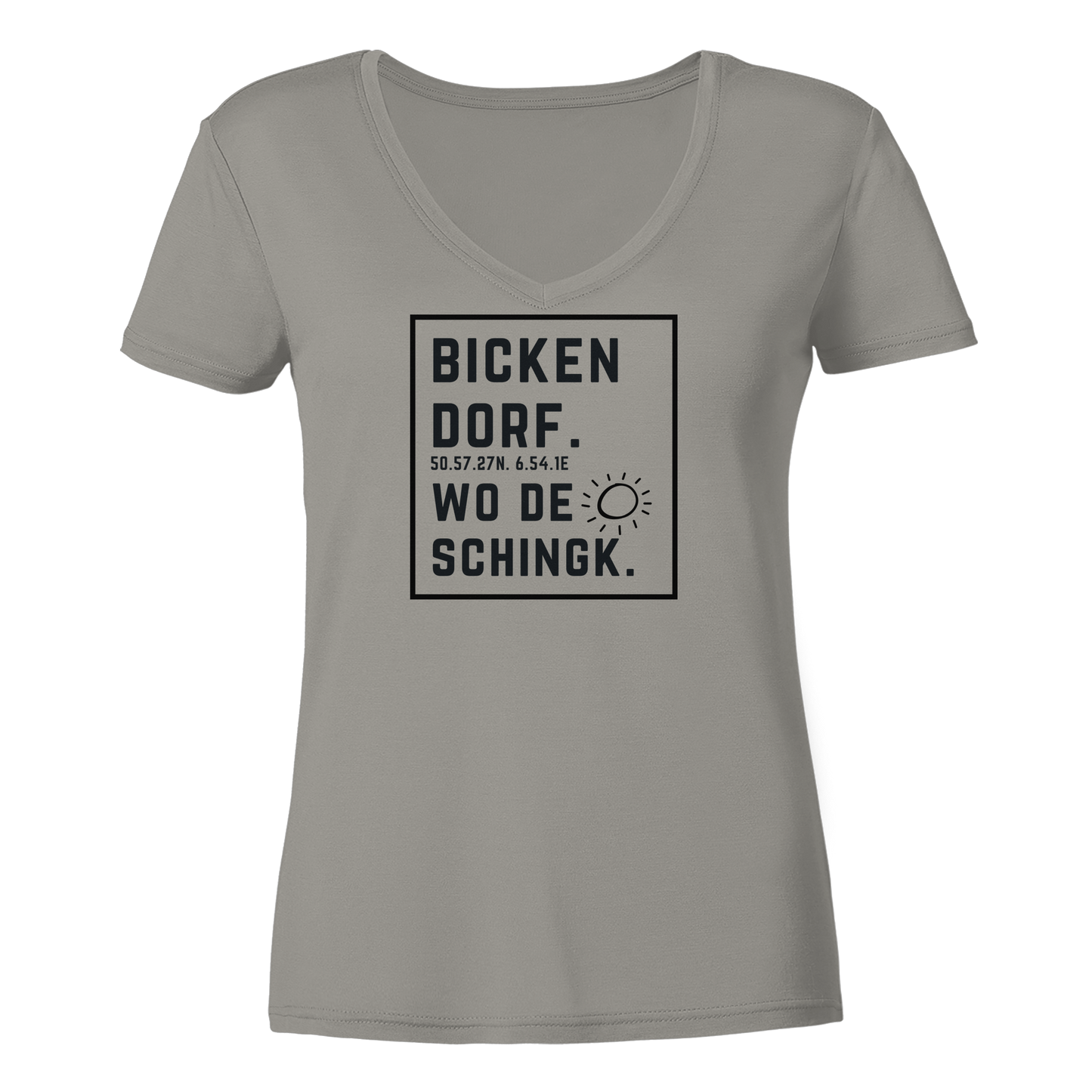 Wo de Sonn schingk - Bickendorf Druck  - Ladies V-Neck Shirt