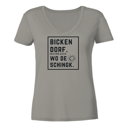 Wo de Sonn schingk - Bickendorf Druck  - Ladies V-Neck Shirt