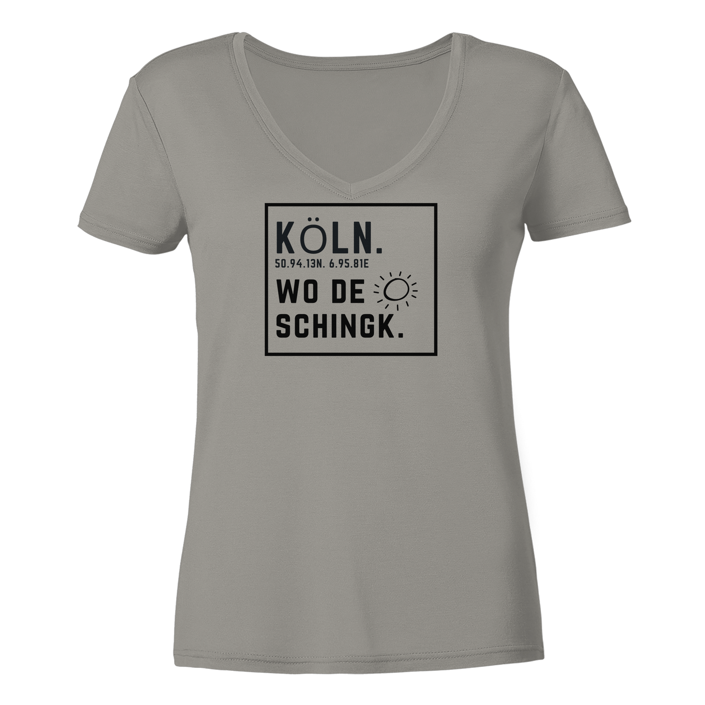 Wo de Sonn schingk - Köln Druck   - Ladies V-Neck Shirt