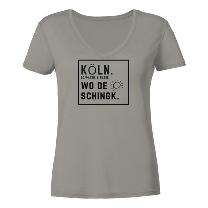 Wo de Sonn schingk - Köln Druck   - Ladies V-Neck Shirt