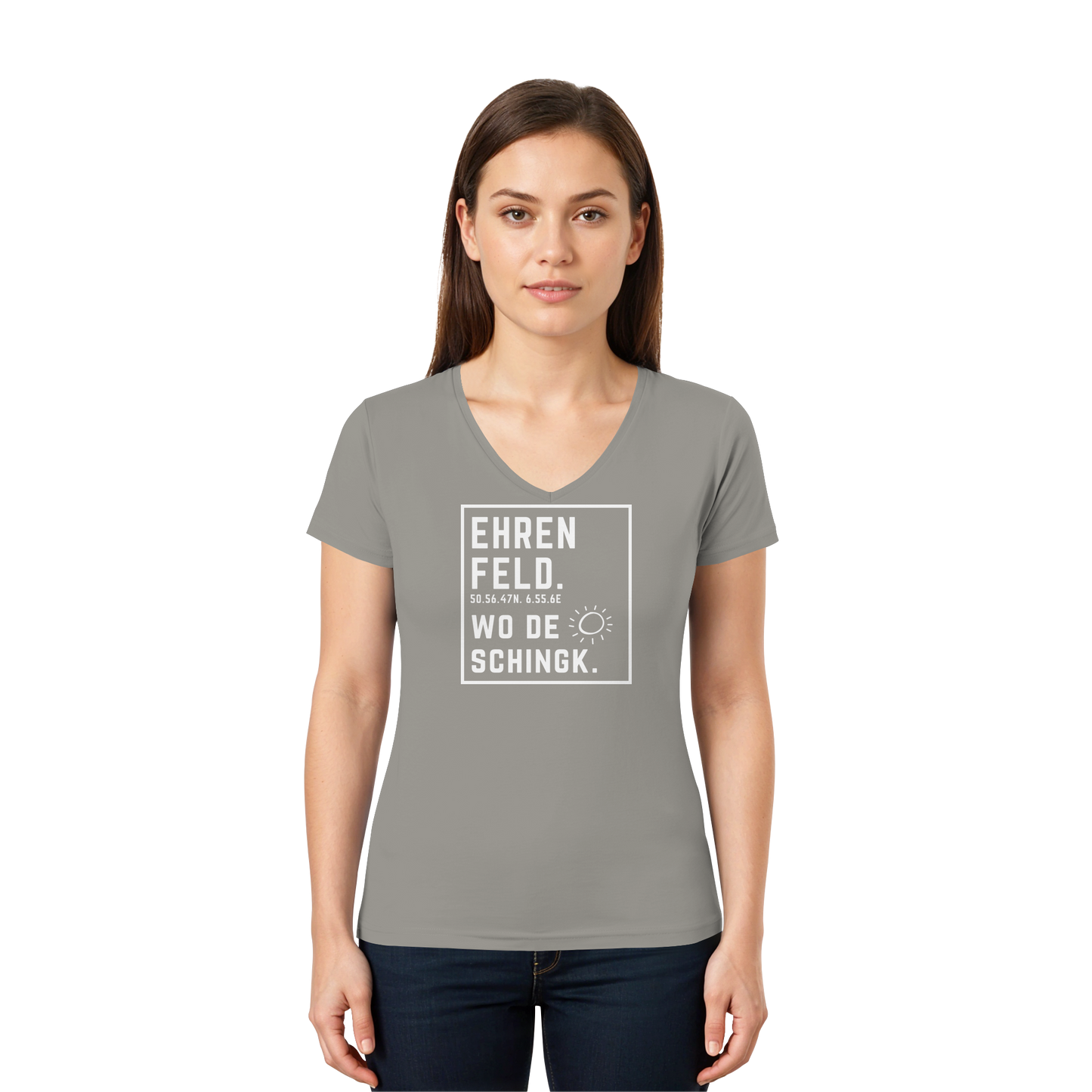 Wo de Sonn schingk - Ehrenfeld Druck - Ladies V-Neck Shirt