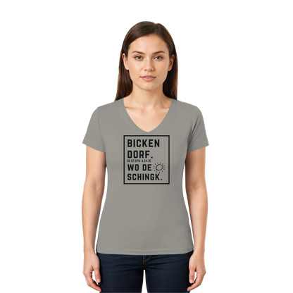 Wo de Sonn schingk - Bickendorf Druck  - Ladies V-Neck Shirt