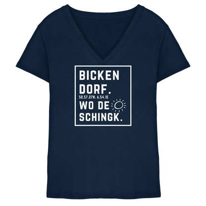 Wo de Sonn schingk - Bickendorf Druck - Ladies V-Neck Shirt