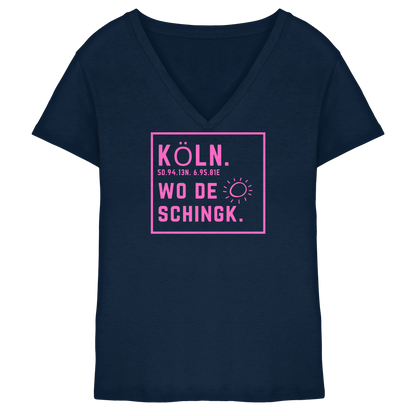Wo de Sonn schingk - Köln Druck  - Ladies V-Neck Shirt