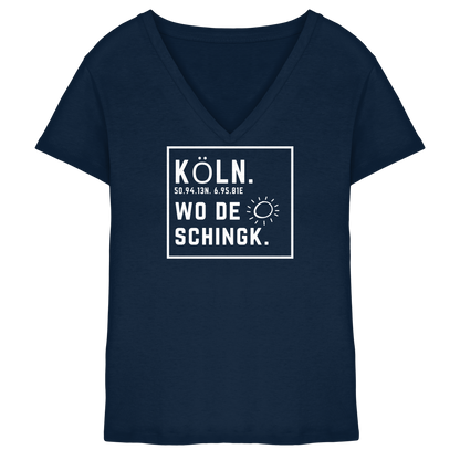 Wo de Sonn schingk - Köln Druck - Ladies V-Neck Shirt