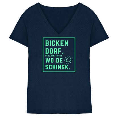 Wo de Sonn schingk - Bickendorf Druck - Ladies V-Neck Shirt