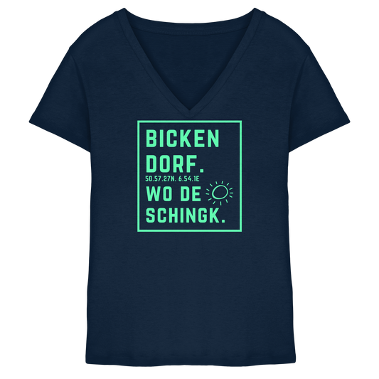 Wo de Sonn schingk - Bickendorf Druck - Ladies V-Neck Shirt