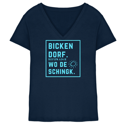 Wo de Sonn schingk - Bickendorf Druck - Ladies V-Neck Shirt