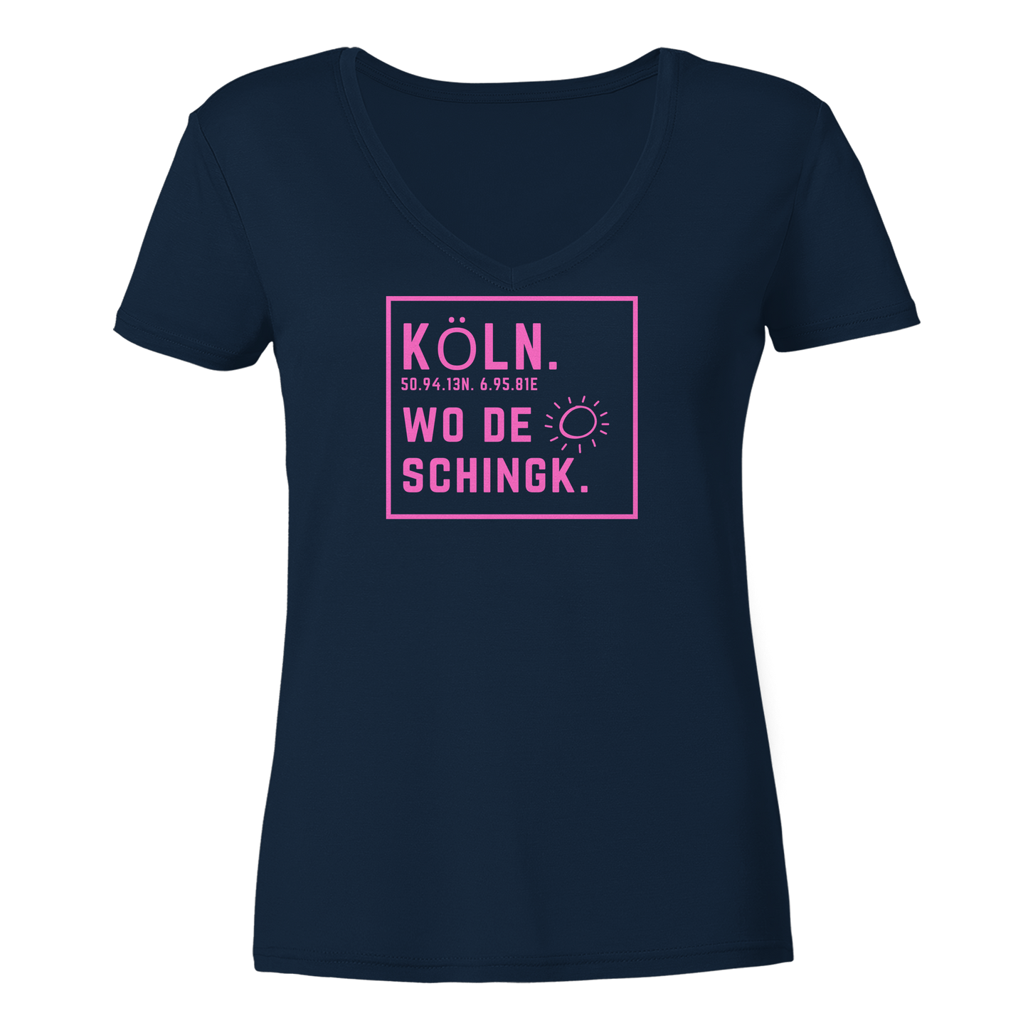 Wo de Sonn schingk - Köln Druck  - Ladies V-Neck Shirt