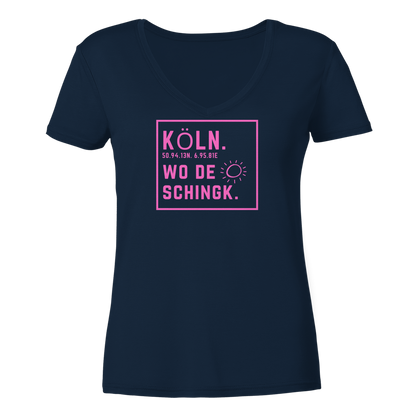 Wo de Sonn schingk - Köln Druck  - Ladies V-Neck Shirt