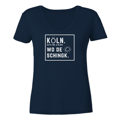 Wo de Sonn schingk - Köln Druck - Ladies V-Neck Shirt