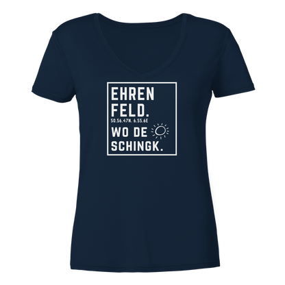 Wo de Sonn schingk - Ehrenfeld Druck - Ladies V-Neck Shirt