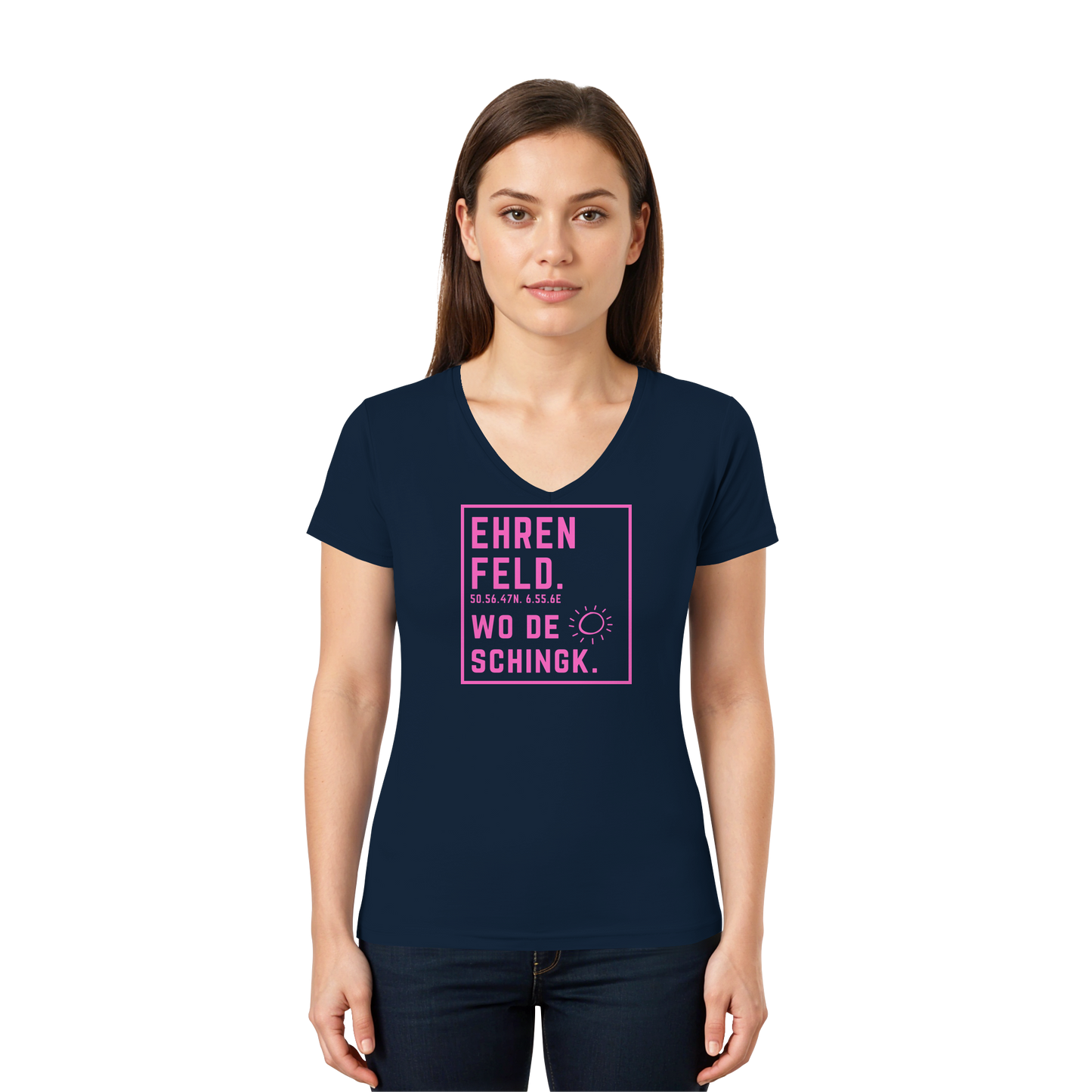 Wo de Sonn schingk - Ehrenfeld Druck   - Ladies V-Neck Shirt