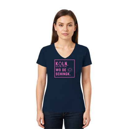 Wo de Sonn schingk - Köln Druck  - Ladies V-Neck Shirt