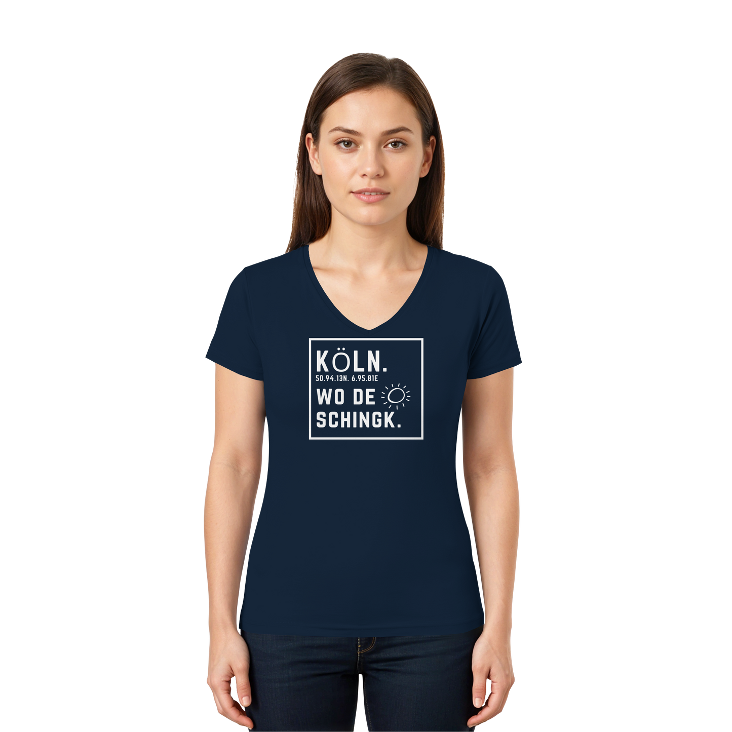 Wo de Sonn schingk - Köln Druck - Ladies V-Neck Shirt