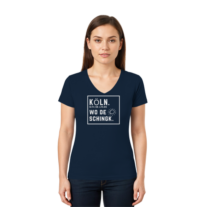 Wo de Sonn schingk - Köln Druck - Ladies V-Neck Shirt