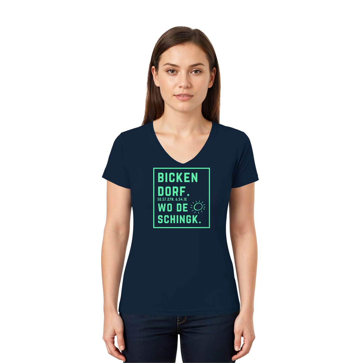 Wo de Sonn schingk - Bickendorf Druck - Ladies V-Neck Shirt
