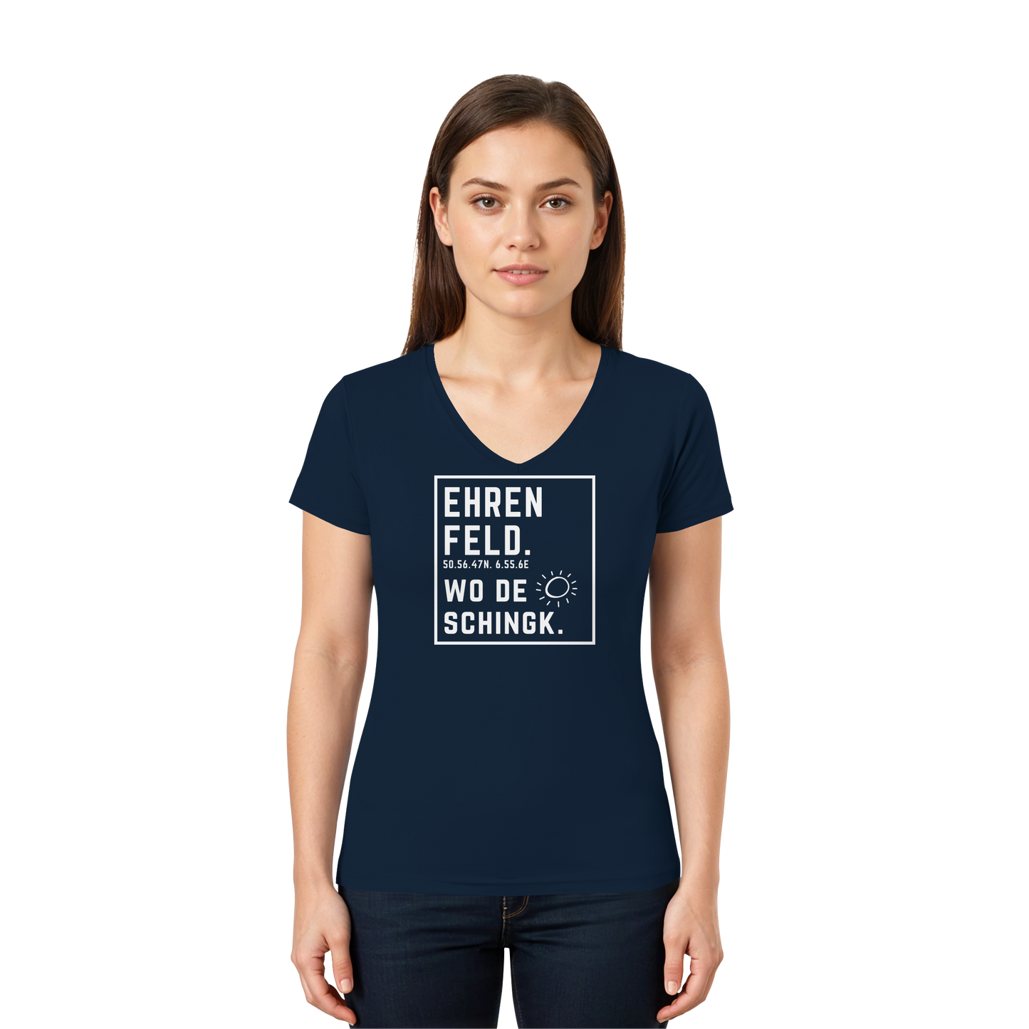 Wo de Sonn schingk - Ehrenfeld Druck - Ladies V-Neck Shirt