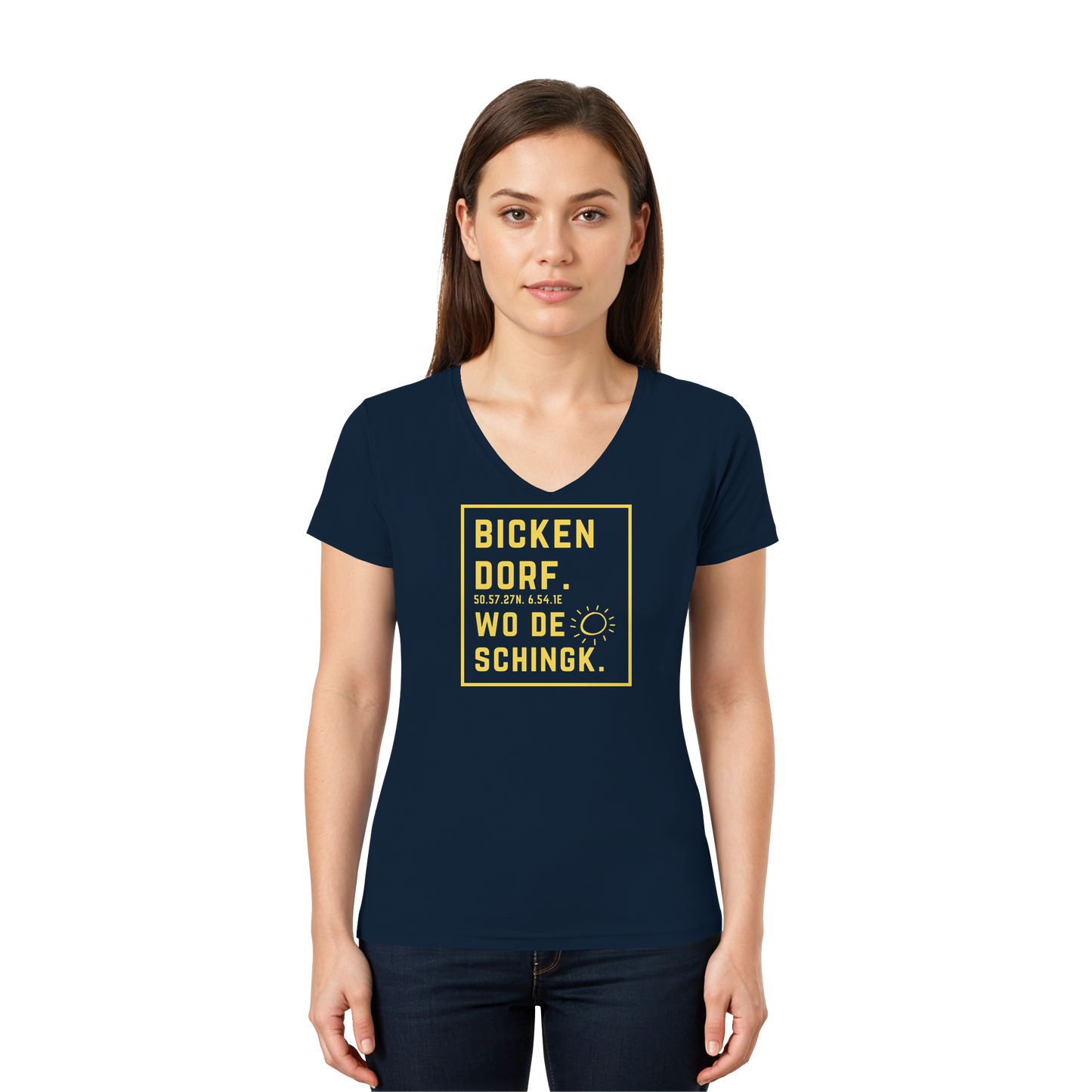 Wo de Sonn schingk - Bickendorf Druck - Ladies V-Neck Shirt