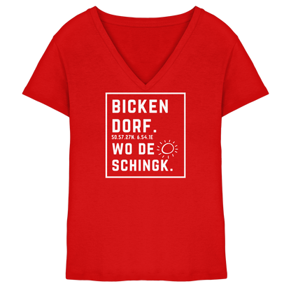 Wo de Sonn schingk - Bickendorf Druck - Ladies V-Neck Shirt