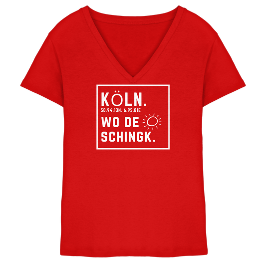 Wo de Sonn schingk - Köln Druck - Ladies V-Neck Shirt