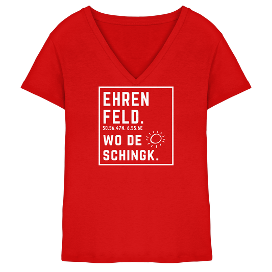 Wo de Sonn schingk - Ehrenfeld Druck - Ladies V-Neck Shirt