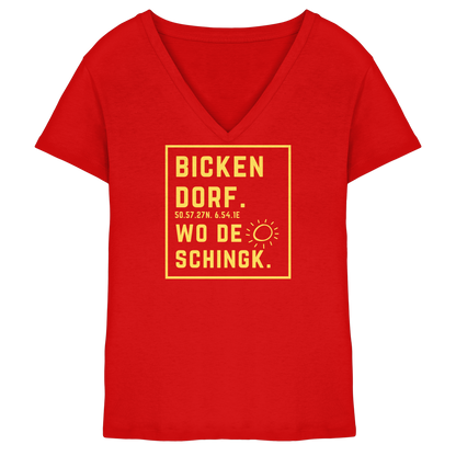 Wo de Sonn schingk - Bickendorf Druck - Ladies V-Neck Shirt