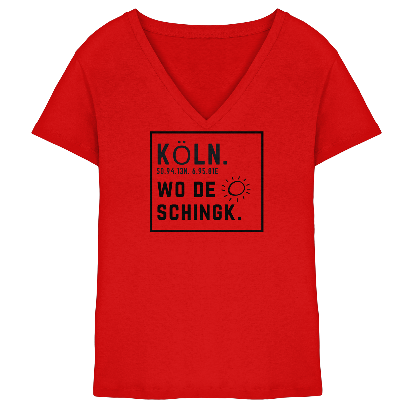Wo de Sonn schingk - Köln Druck   - Ladies V-Neck Shirt