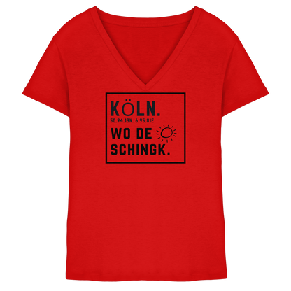 Wo de Sonn schingk - Köln Druck   - Ladies V-Neck Shirt