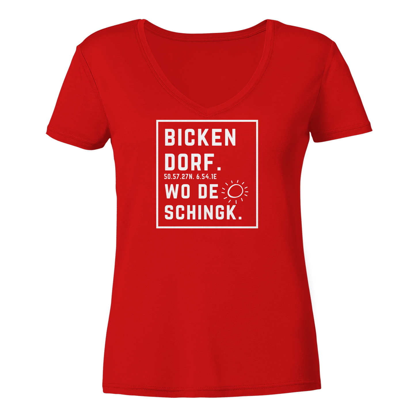 Wo de Sonn schingk - Bickendorf Druck - Ladies V-Neck Shirt