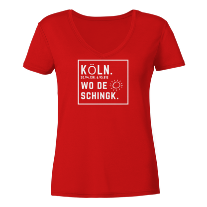 Wo de Sonn schingk - Köln Druck - Ladies V-Neck Shirt