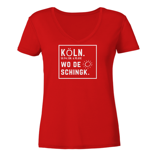 Wo de Sonn schingk - Köln Druck - Ladies V-Neck Shirt