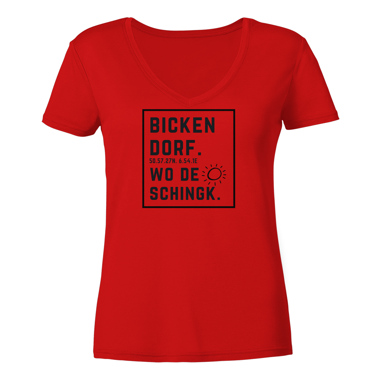 Wo de Sonn schingk - Bickendorf Druck  - Ladies V-Neck Shirt