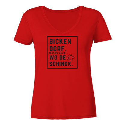 Wo de Sonn schingk - Bickendorf Druck  - Ladies V-Neck Shirt