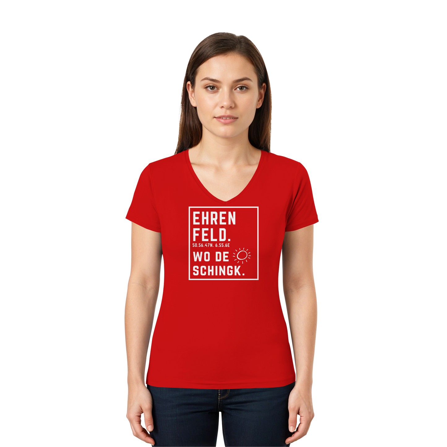 Wo de Sonn schingk - Ehrenfeld Druck - Ladies V-Neck Shirt