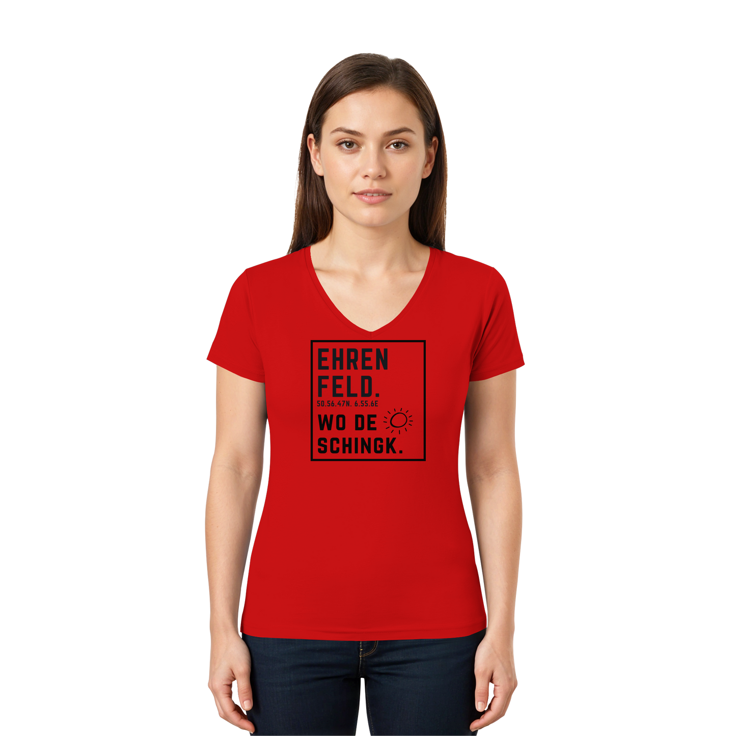 Wo de Sonn schingk - Ehrenfeld Druck  - Ladies V-Neck Shirt