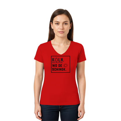 Wo de Sonn schingk - Köln Druck   - Ladies V-Neck Shirt