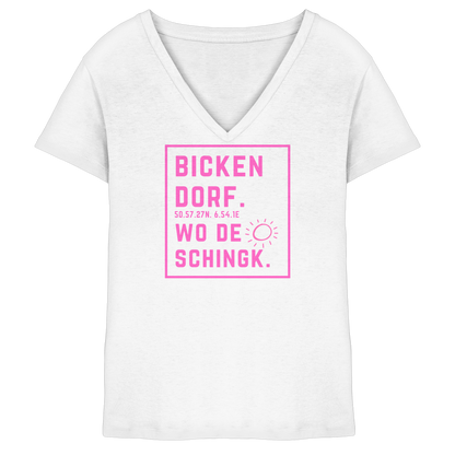 Wo de Sonn schingk - Bickendorf Druck  - Ladies V-Neck Shirt