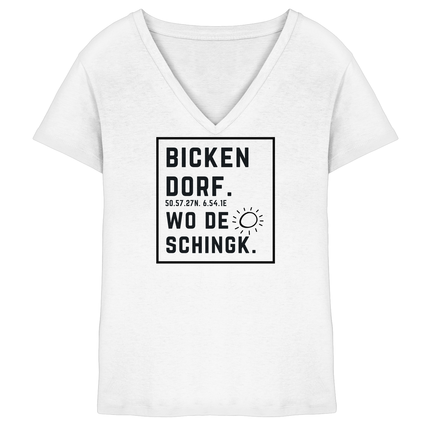 Wo de Sonn schingk - Bickendorf Druck  - Ladies V-Neck Shirt