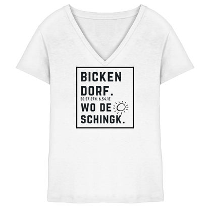 Wo de Sonn schingk - Bickendorf Druck  - Ladies V-Neck Shirt
