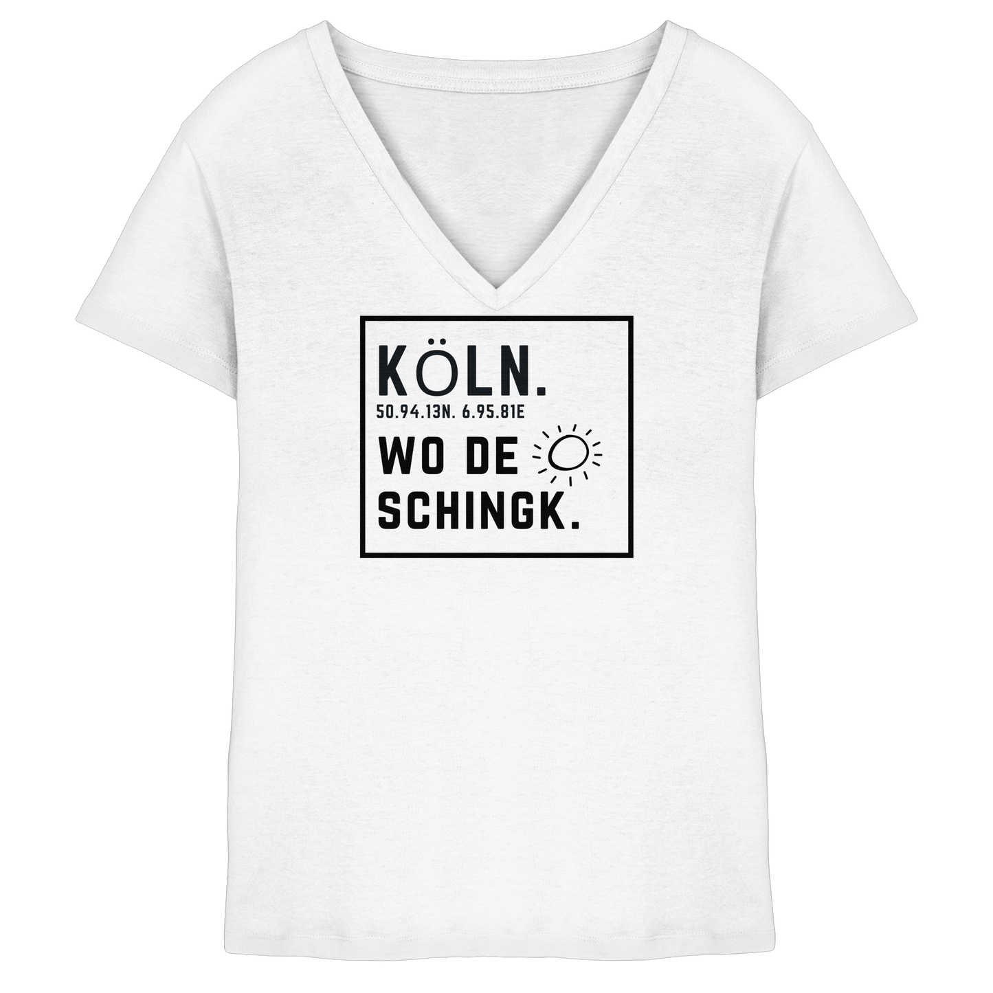 Wo de Sonn schingk - Köln Druck   - Ladies V-Neck Shirt